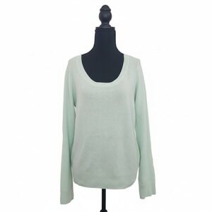 VINCE Mint Green Long Sleeve Scoop Neck Cashmere Sweater Size Large $295